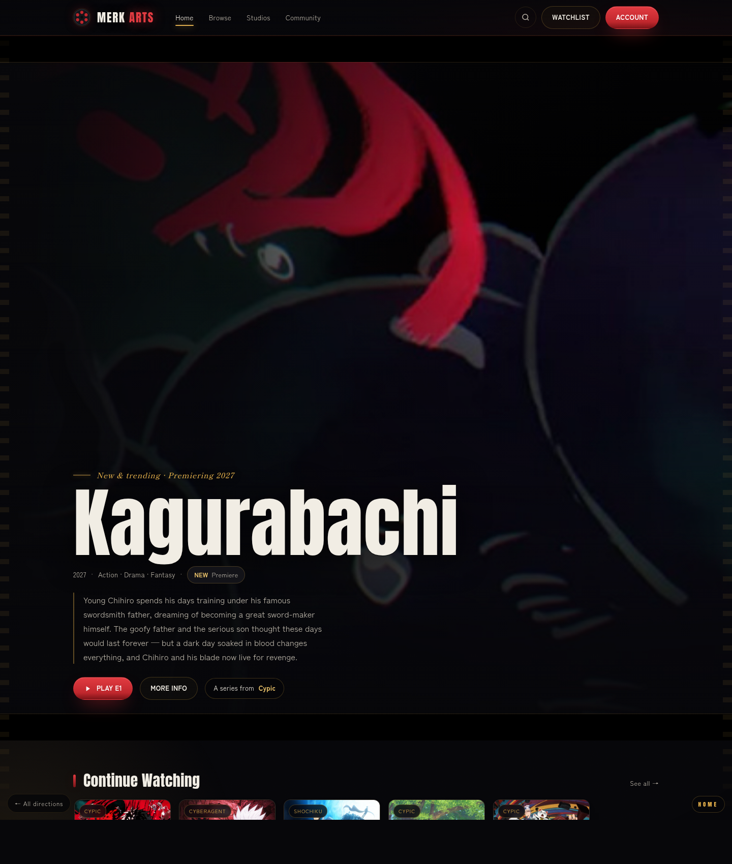 Cinema direction — home screen